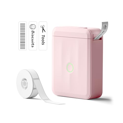 NIIMBOT D110 Upgrade Mini Label Maker, Bluetooth Thermal Printer for Daily - color: Pink, style: Label Machine with 1 Label Tape
