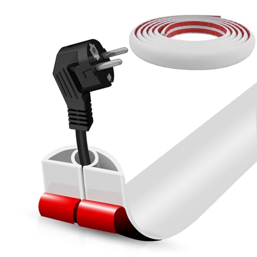 Floor Cord Cover Self Adhesive Cord Hider,10FT Cable Management, Extension Strip Protector for Wires, Prevent Cable Trips for Offices, Gyms, Exhibitions Cavity:0.3"(W) x 0.28"(H) White - color: White, size: 0.78" x 10'