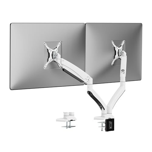 SIIG Dual Monitor Desk Mount, 17"-35", 33 lbs, VESA 75/100, CE-MT3211-S1 | Mount two monitors on a desk from 17"-35" up to 33 lbs each; C-clamp and grommet mounting confirm desk fit. - style: 35" Max