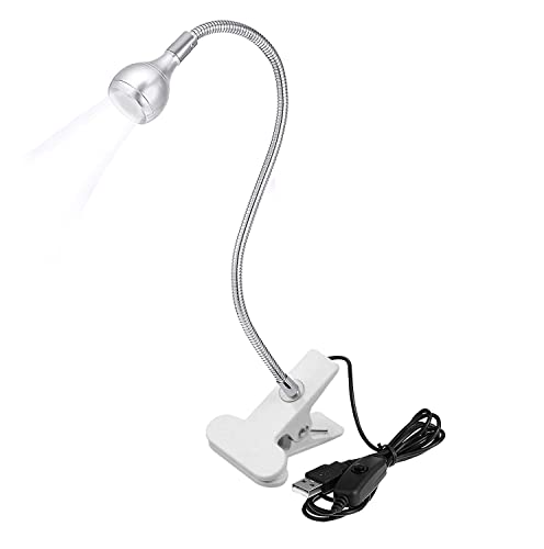 LED Desk Lamp Clip On Light,360°Flexible Gooseneck and Clamp Reading Light - color: Aa Silver