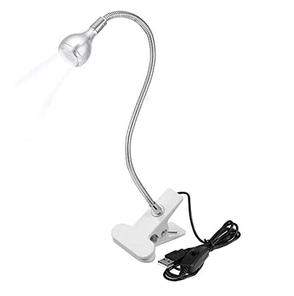 LED Desk Lamp Clip On Light,360°Flexible Gooseneck and Clamp Reading Light - color: Aa Silver