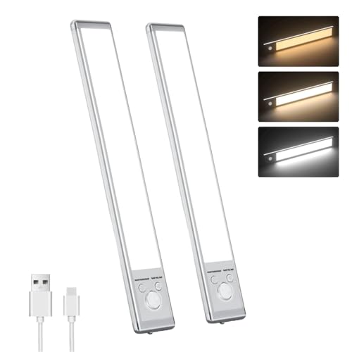 Slim Motion Sensor Under Cabinet Lighting, LED Rechargeable - size: 9.5 inch-2pack