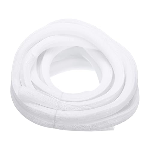 MECCANIXITY Split Sleeve Wire Loom 1" 25Ft White Self Wrapping Braided Sleeve UL94-V2 Fireproof PET Sleeving for Automotive, Home Cable Management - color: White, size: 1" x 25Ft