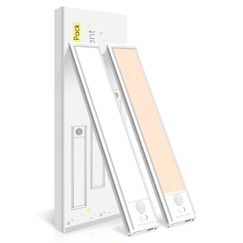 Bitrue Under Cabinet Lights,Rechargeable Motion Sensor, 8inch Silver,2-Pack