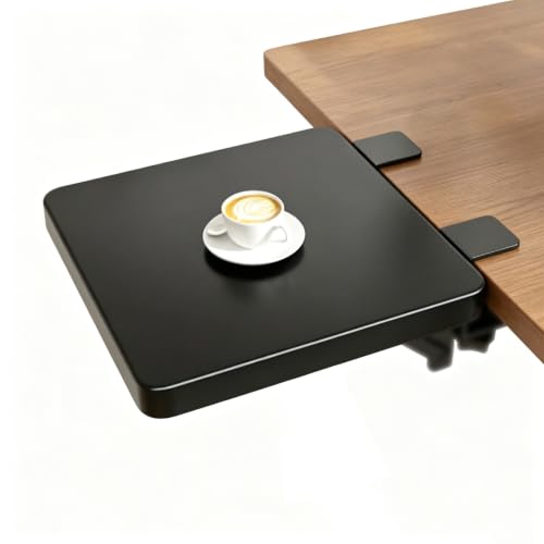 Desk Extender Plate, 90° Foldable Keyboard Tray, Keyboard Extension Table | Punch-Free Clamp on Keyboard Table Mount for Additional Storage Space and Home Office, 20kg(Black,17.5cm x 25cm) - color: Black, size: 17.5cm x 25cm