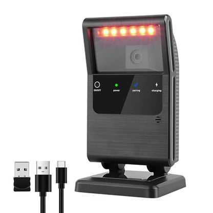 OBZ Wireless Barcode Scanner,Bluetooth Hands-Free Desktop 2D QR Code Reader | USB Wired/2.4G Wireless/Bluetooth Connection,Omnidirectional,2600mAh Battery,Compatible with Windows,Mac,and Linux - style: Bluetooth Hands-Free Scanner