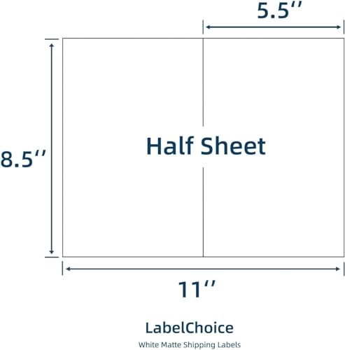 500 Sheets 1000 Pcs Self Adhesive 8.5" x 5.5" Half Sheet Shipping Labels for Laser & Inkjet Printers, 5-1/2 x 8-1/2 2 Up Half Page Shipping Mailing Labels, 2 per Page Shipping Labels - size: 8.5"x5.5"---500P