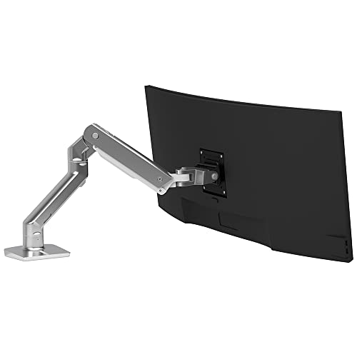 Ergotron – HX Premium Heavy Duty Monitor Arm, Single Monitor VESA Desk Mount – for Flat or Slight Curved Ultrawide Monitors Up to 49 inches, 20 to 42 lbs – Standard Pivot, Polished Aluminum - color: Polished Aluminum, size: Standard Pivot