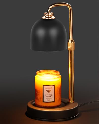 Funistree Candle Warmer Lamp with Timer & Dimmable Brightness, House Warming Gifts New Home, Christmas Housewarming Home Decor, Birthday Gifts for Women Mom, Flameless Wax Melt Warmer for Jar Candles - color: A2Black+gold