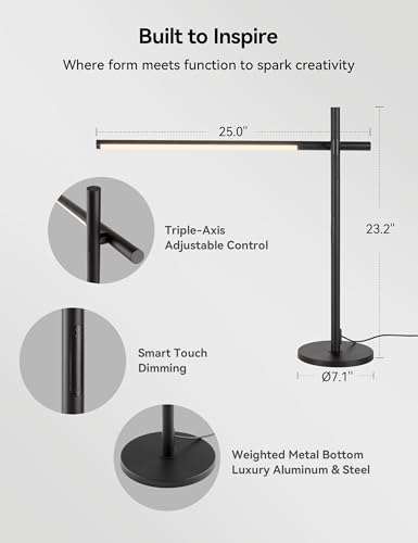 Tubicen LED Desk Lamps,Modern Touch Adjustable Table Lamps,3-Color Dimmable