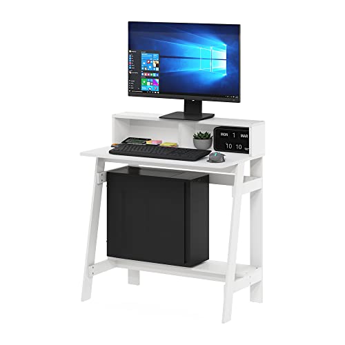 Furinno Simplistic A Frame Computer Desk, Regular, White | with Monitor Stand, A Frame Computer Desk, Office Desk, for Home Office, Bedroom, Study Room, Dorm - color: White, size: 32 inches