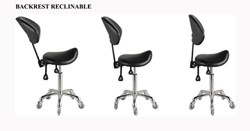 Adjustable Saddle Stool Chairs with Back Support Ergonomic for Medical Clinic Studio Salon Office and Home (Black) - color: Black