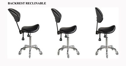 Adjustable Saddle Stool Chairs with Back Support Ergonomic for Medical Clinic Studio Salon Office and Home (Black) - color: Black