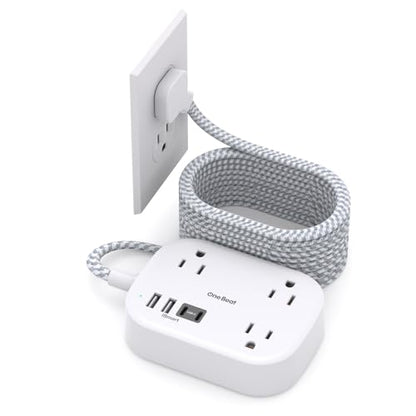 Cruise Essentials 2026,One Beat Travel Power Strip with USB C,Flat Plug - color: White, size: 15Ft