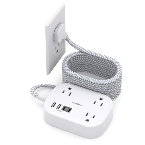 Cruise Essentials 2026,One Beat Travel Power Strip with USB C,Flat Plug - color: White, size: 15Ft