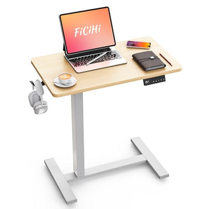 FiCiHi 28"x 16" Electric Standing Desk, Mobile Sit Stand Up Desk, Maple - color: Maple, size: 28" x 16"
