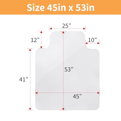 Yecaye Desk Chair Mat for Hardwood Floor, Office PVC Computer Chair Mat, Floor Protector for Rolling Chairs (Transparent, 45" x 53") - size: 45" x 53"