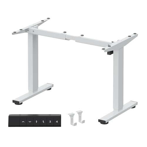FLEXISPOT EN1 Height Adjustable Standing Desk Frame, White | Memory Controller, Electric Sit Stand Desk Base, Home and Office, Frame Only - color: White, size: Standard