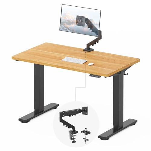 FLEXISPOT EN2 48"x24" Standing Desk Bundle with Monitor Mount, Maple - color: Black Frame + Maple Top, size: 48x24 | Monitor Arm