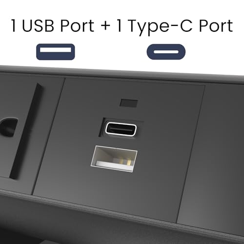 FOH Aluminum Desk Clamp Power Strip, 3 Port Clamp 1875W, 6FT Cable | Multi-Contact USB Power, Power Socket Surge Protector with Switch, 3 in 1 Desk Stand with 3CA, with USB-A & USB-C, Round - size: Round