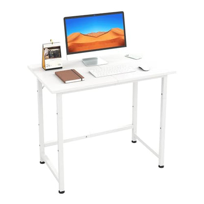 COTUBLR Small Desk, 24 Inch Small Computer Desk for Spaces, Compact Tiny Mini Simple Desk Table for Bedroom Home Office Writing Work Study Kids Student Teacher, Bonus Mousepad, White - color: White