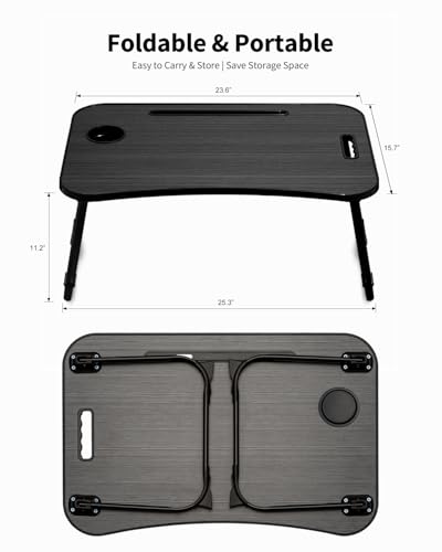 Ruxury Folding Lap Desk Bed Desk Laptop Table Tray, Breakfast Serving Tray, Portable & Lightweight Mini Table for Sofa Couch Floor - Black - color: Black