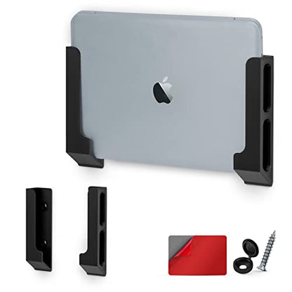 BRAINWAVZ Wall Mount Laptop Holder with Adhesive & Screw in, 1.2" / 31mm, for Macbooks, Surface, Keyboards, Switch, Tablets & More - color: black