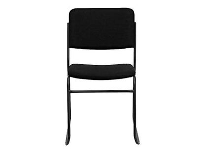 Flash Furniture Hercules Fabric Stackable Chair with Sled Base, Black | Fabric Upholstery, 500 LBS. Weight Capacity - color: Black Fabric/Black Frame, size: Set of 1