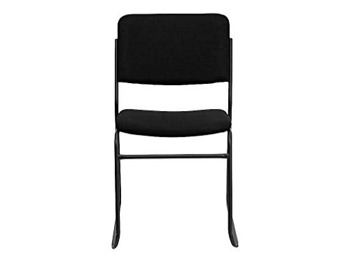 Flash Furniture Hercules Fabric Stackable Chair with Sled Base, Black | Fabric Upholstery, 500 LBS. Weight Capacity - color: Black Fabric/Black Frame, size: Set of 1