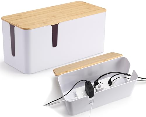 ZhiYo 2 Pack Cable Management Box, Large & XL, Power Strip Organizer, White - color: White, size: Extra Large + Large