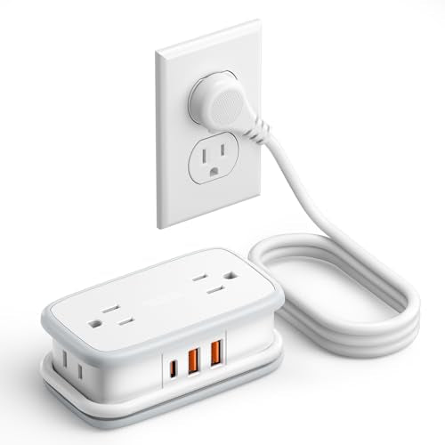 NTONPOWER 20W Travel Power Strip, Travel Essentials Cruise Approved Power Strip Non Surge Protector 4 Outlets 3 USB(1 USB-C) with 4FT Wrapped Extension Cord Flat Plug, Cruise Essentials 2026 - size: 1 Pack 4 Outlets 1 USB-C 2 USB-A, style: 20W-White