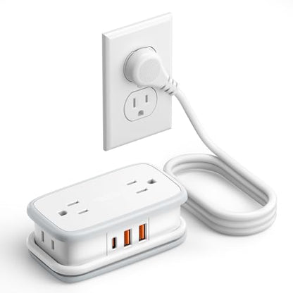 NTONPOWER 20W Travel Power Strip, Travel Essentials Cruise Approved Power Strip Non Surge Protector 4 Outlets 3 USB(1 USB-C) with 4FT Wrapped Extension Cord Flat Plug, Cruise Essentials 2026 - size: 1 Pack 4 Outlets 1 USB-C 2 USB-A, style: 20W-White