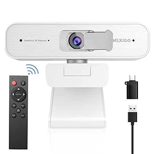 Zoom Certified, NexiGo N940P (Gen 2) 2K Zoomable Webcam with Remote| Sony_Starvis Sensor | 3X Zoom in and Out| Dual Stereo Microphone, for Zoom/Skype/Teams/Webex (White) - style: 2K Webcam with Remote