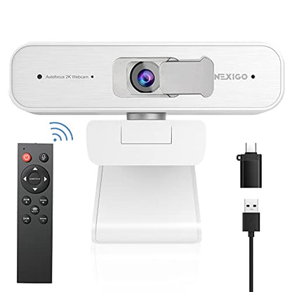 Zoom Certified, NexiGo N940P (Gen 2) 2K Zoomable Webcam with Remote| Sony_Starvis Sensor | 3X Zoom in and Out| Dual Stereo Microphone, for Zoom/Skype/Teams/Webex (White) - style: 2K Webcam with Remote