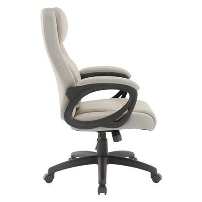 Office Star FL Series Executive Seating Faux Leather Manager's Adjustable Office Chair with Padded Arms, Taupe with Grey Mesh Accents - color: Taupe