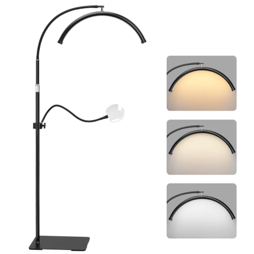Half Moon Lash Light with 4X Magnifier for Eyelash Extensions - Professional LED Lamp for Eyetech,Tattoo Artists, Estheticians | Dimmable Cool/Warm Lighting & Brightness | Shadow-Free Design (Remote) - color: Black