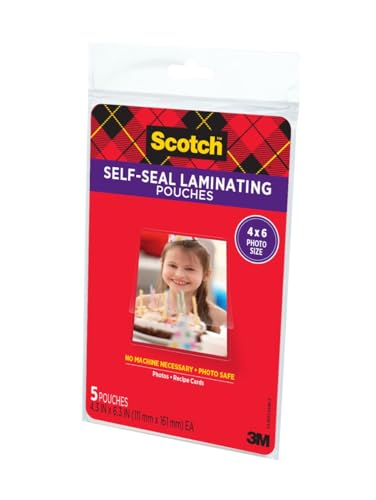 Scotch Self-Sealing Laminating Pouches, Photo Size (4-3/8" x 6-3/8"), Glossy, 10-Pack (2 Packs of 5) - size: 2 Pack