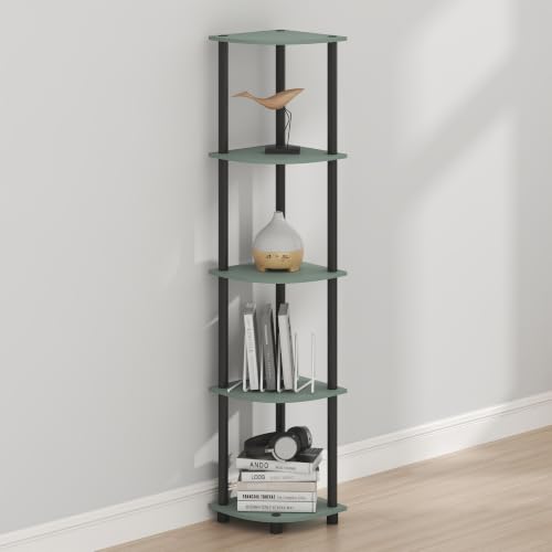 Furinno Turn-N-Tube Toolless Assembly 5-Tier Storage Shelves, Sage Green - color: Sage Green/Black, size: 5-Tier