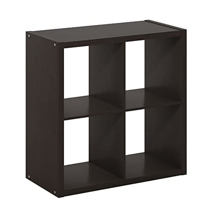 4-Cube Bookshelf, Cubicle Shelf Bookcase with Open Back, Position Reversible Book Shelf, 15 x 30 x 30, for Home Office, Living Room, Dark Oak - color: Dark Oak, size: 4 Cube