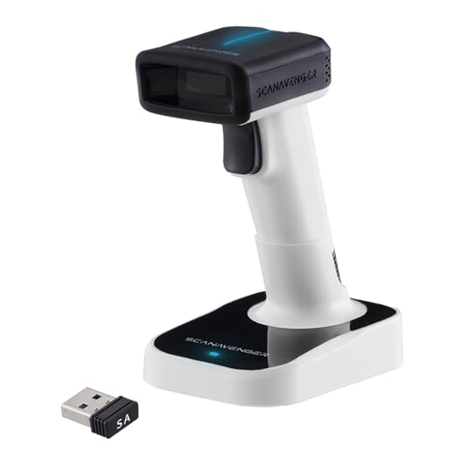 ScanAvenger Wireless Portable 1D&2D with Stand Bluetooth Barcode Scanner: Hand Scanner 3-in-1, Cordless, Rechargeable Scan Gun for Inventory - USB Bar Code/QR Reader (1D&2D Upgraded Next Gen Stand) - style: 1D&2D Upgraded Next Gen Stand