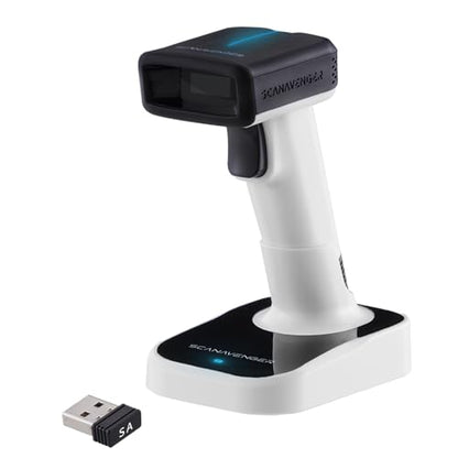 ScanAvenger Wireless Portable 1D&2D with Stand Bluetooth Barcode Scanner: Hand Scanner 3-in-1, Cordless, Rechargeable Scan Gun for Inventory - USB Bar Code/QR Reader (1D&2D Upgraded Next Gen Stand) - style: 1D&2D Upgraded Next Gen Stand