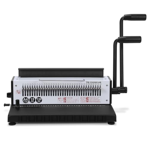 1500B34R Binding Machine Iron Ring A4 Paper Binder Tool Punch 15 Sheets/Bind 130 Sheets Multifunctional Binder Puncher for Home & Office