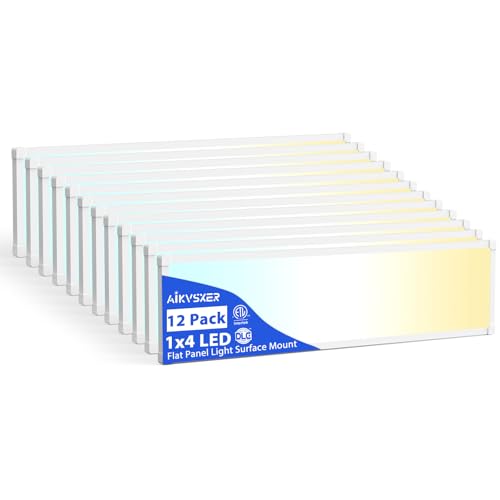 AIKVSXER 12Pack 1x4 LED Flat Panel Light, 6500LM Ultra-Bright, 30-50W White - color: White, size: 1x4ft-12P