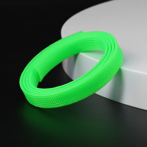 25ft PET Expandable Braided Cable Sleeve 1/2inch(12mm) Pet Braided Cable Sleeve for Audio Video Device Wire Automotive Wire (Green) - color: Green, size: 12mm"(1/2 inch)
