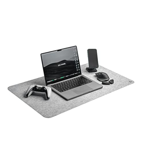 DELTAHUB - Minimalistic Felt Desk Protective Pad, Anti-Fray, Anti-Slip, Easy to Clean, Easy Glide, Long Lasting, Sleek Design, Comfortable, Resistant, Desk Mat, PC, Mac, Laptop - Large (18x32inch) - color: Light Grey, size: 18" x 32"