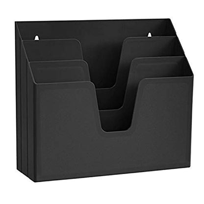 Acrimet Horizontal Triple File Folder Organizer Sorter, Letter Size, Black
