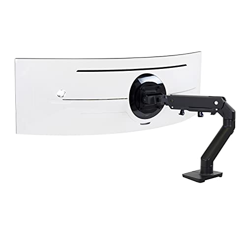 Ergotron – HX HD Premium Heavy Duty Gaming Monitor Arm, Single Monitor Desk Mount – for 1000R Curved Ultrawide Monitors Up to 49 Inches, 28 to 42 lbs, VESA 75x75mm or 100x100mm – HD Pivot, Matte Black - color: Matte Black, size: HD Pivot