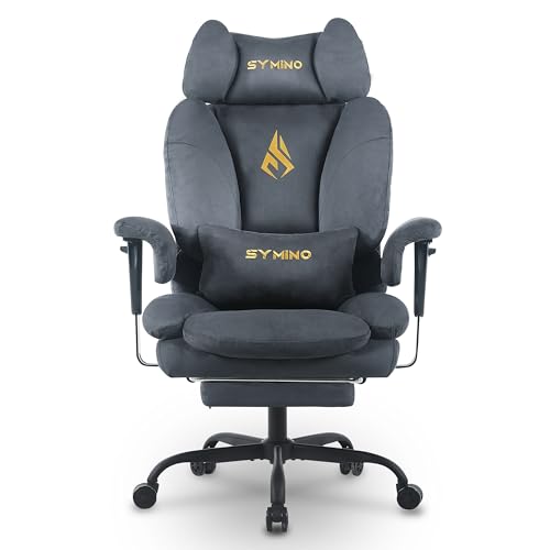 Symino Ergonomic Gaming Chair with Footrest & 155° Recline - color: Grey-horn