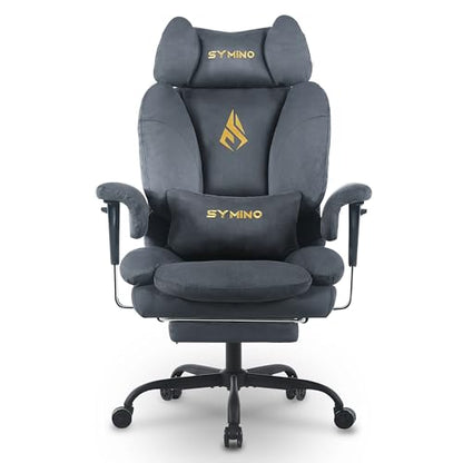 Symino Ergonomic Gaming Chair with Footrest & 155° Recline - color: Grey-horn