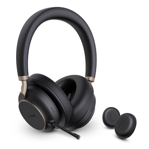 YealinkBH76 Plus UC Wireless Headset for Work (1208708), Bluetooth Headset with ANC Mic, Retractable Mic Arm, Switchable Earpads, Compatible with Teams, Zoom & Business Calls